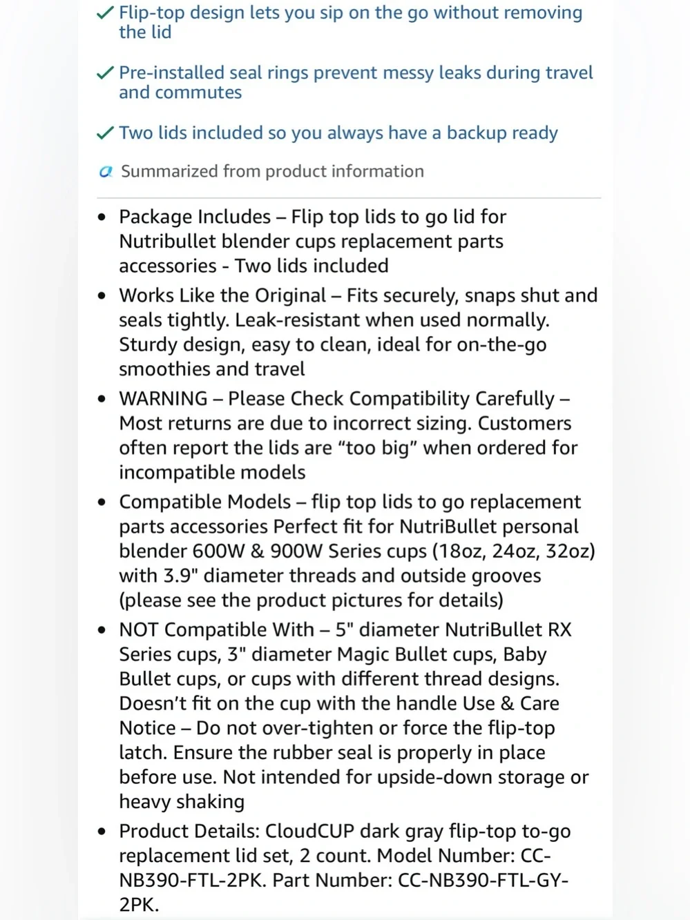 Flip Top to Go Lids for Nutribullet Blender